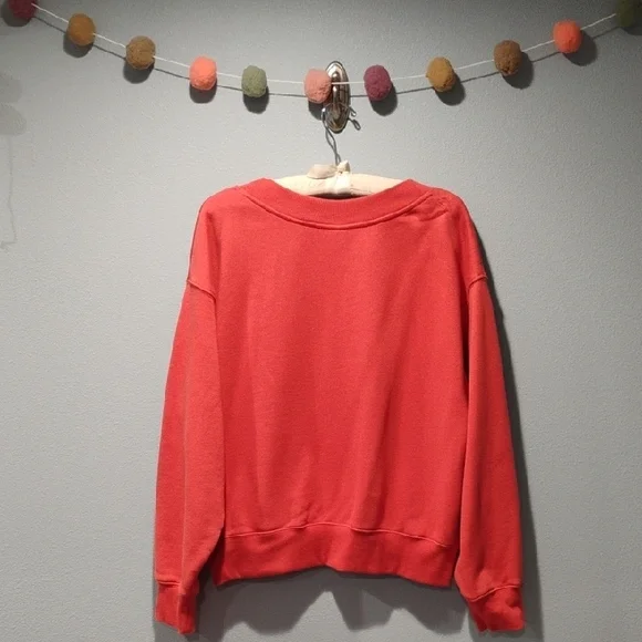 Reebok Coral-Red V-Neck Pullover Sweatshirt (XL) and Joggers (L) - Picture 2 of 6